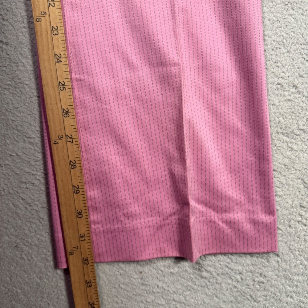 Vintage Y2K Express Editor Pants Womens 0 Pink Pinstripe Low Rise Flare Career - Picture 7 of 8